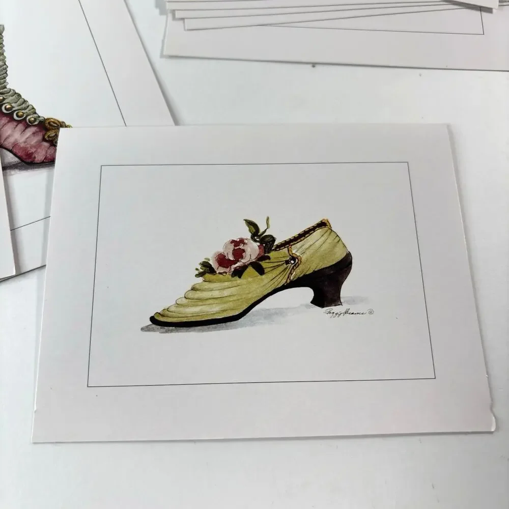 Lot 9 Victorian Shoe Note Cards w/ envelopes Blank Feminine Dressing Room Girly